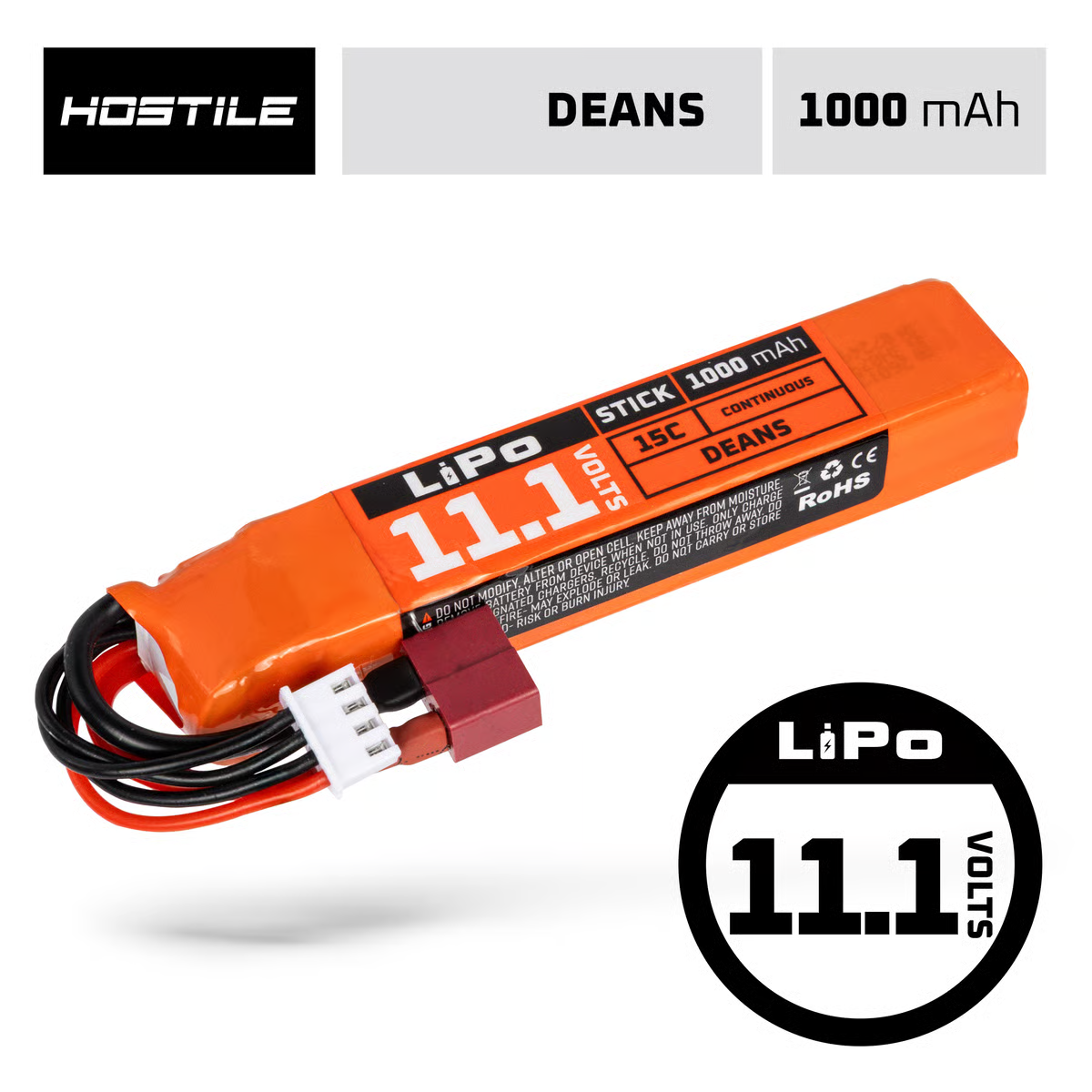 Hostile ENERGY - LiPo Battery 11.1V 1000mAh 15C Stick(Dean)