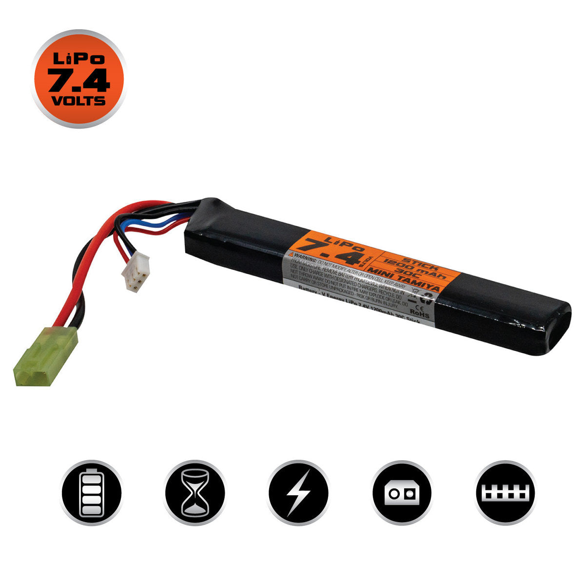 Valken 7.4V 1200 mAh LiPo Stick Battery Tamiya