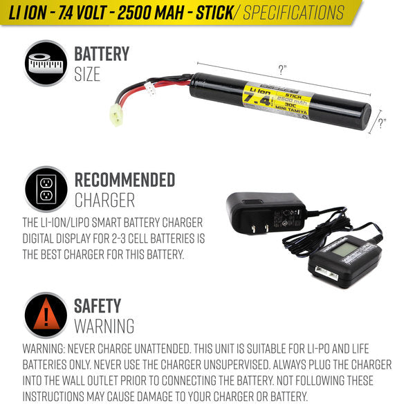 Valken 7.4V 2500 mAh Li-Ion Stick Tamiya