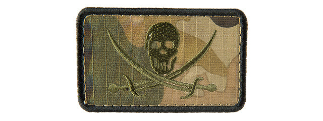 Camo Pirate Flag Embroidered Patch Camo Tropic
