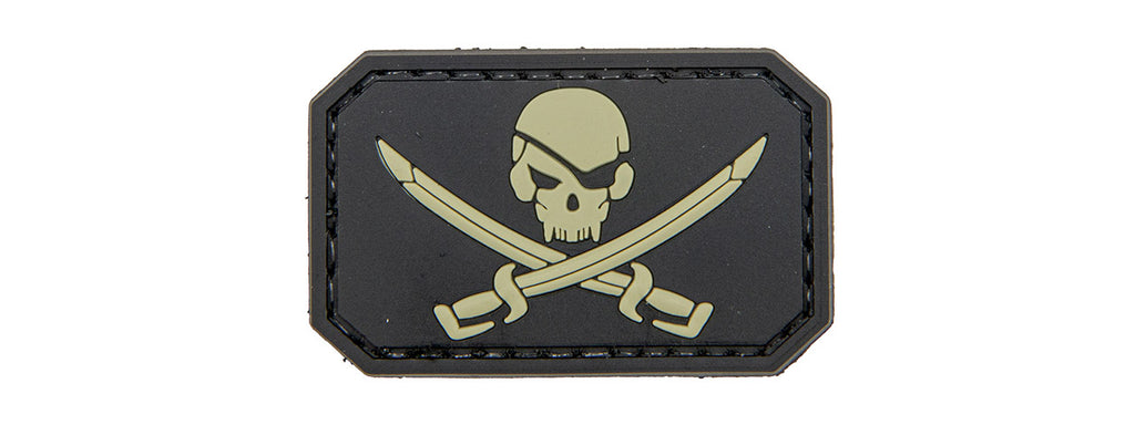 Skull Fluo 3D PVC patch black background with velcro, Airsoft