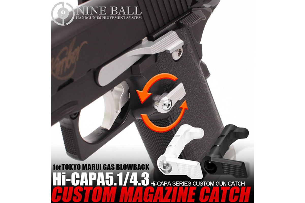 LayLax NINE BALL TM Hi-CAPA Custom Magazine Catch Silver